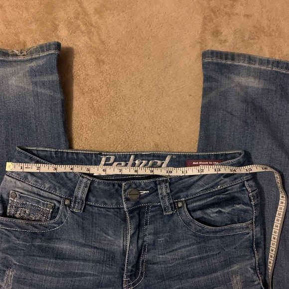 💙 Petrol Blue Boot Cut Jeans with Embellished Pockets 💙 - Picture 5 of 9